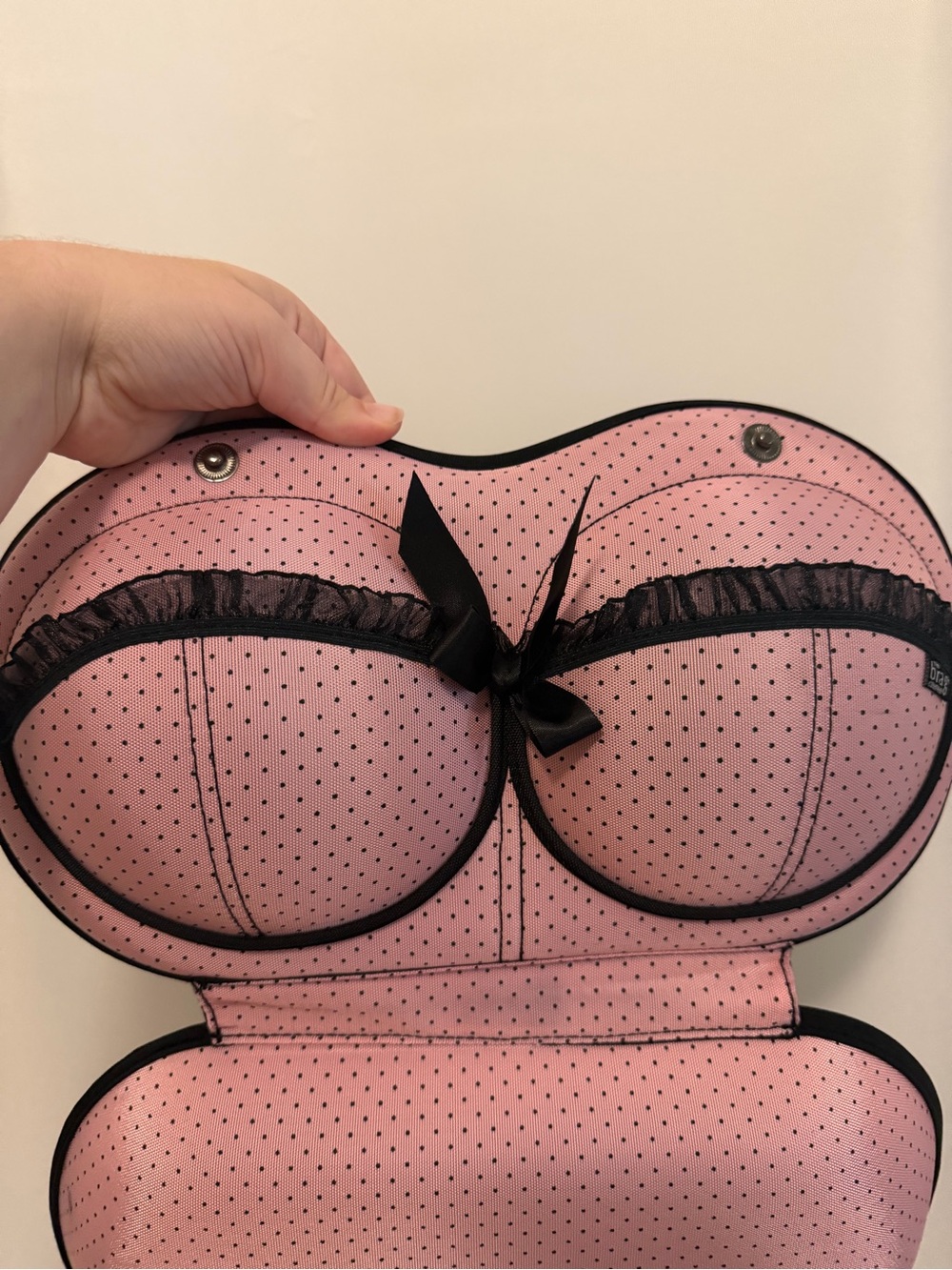 The Brag Company Bra-Shaped Lingerie Travel Case (Pink Polka Dot) - Picture 5 of 8